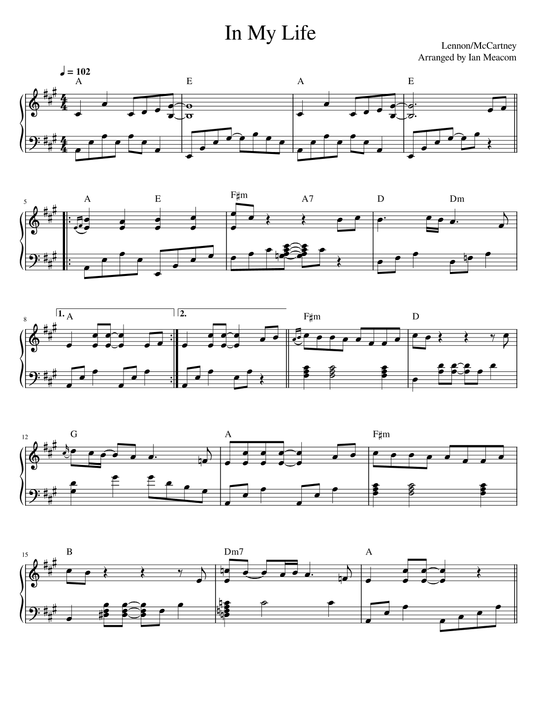 In My Life (arr. Ian Meacom)