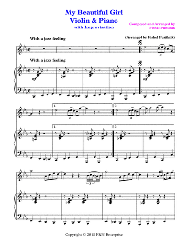 "My Beautiful Girl"-Piano Background for Violin and Piano (With Improvisation)-Video