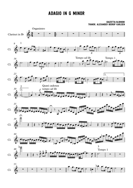 Adagio In Sol Minore (adagio In G Minor) (arr. Alexander Bosrup Karlsen)