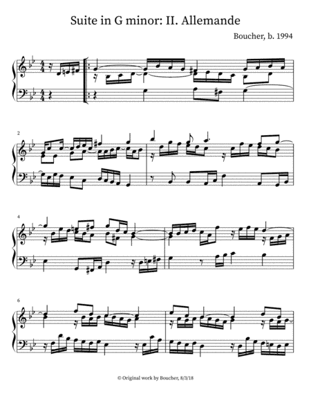 Keyboard Suite in G Minor: II. Allemande