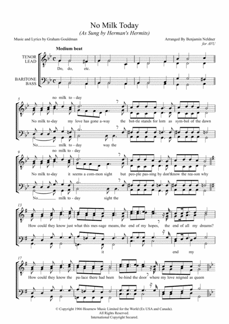No Milk Today (arr. Benjamin Neldner)