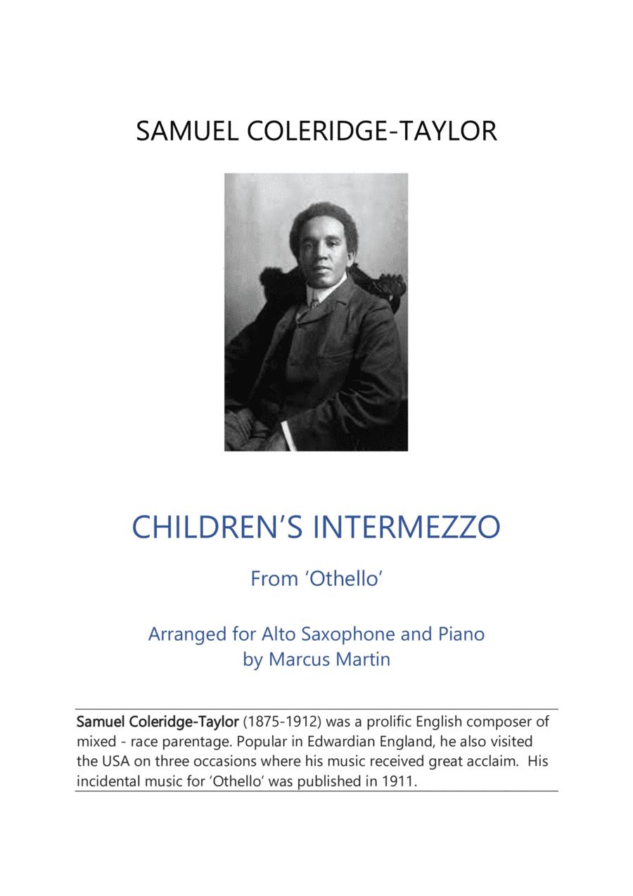 Children's Intermezzo by Samuel Coleridge-Taylor for Alto Sax and Piano (arr. Marcus Martin)