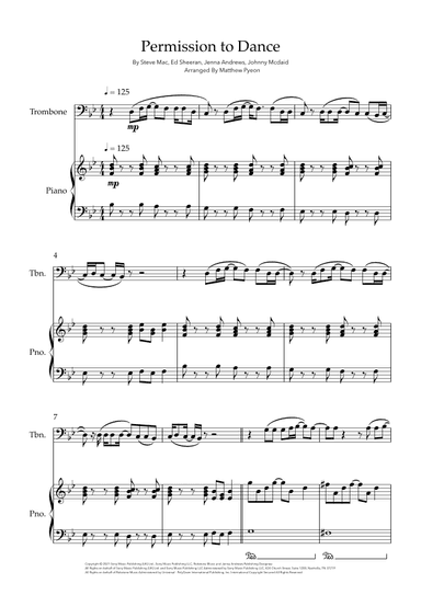 Permission To Dance (arr. Matthew pyeon)