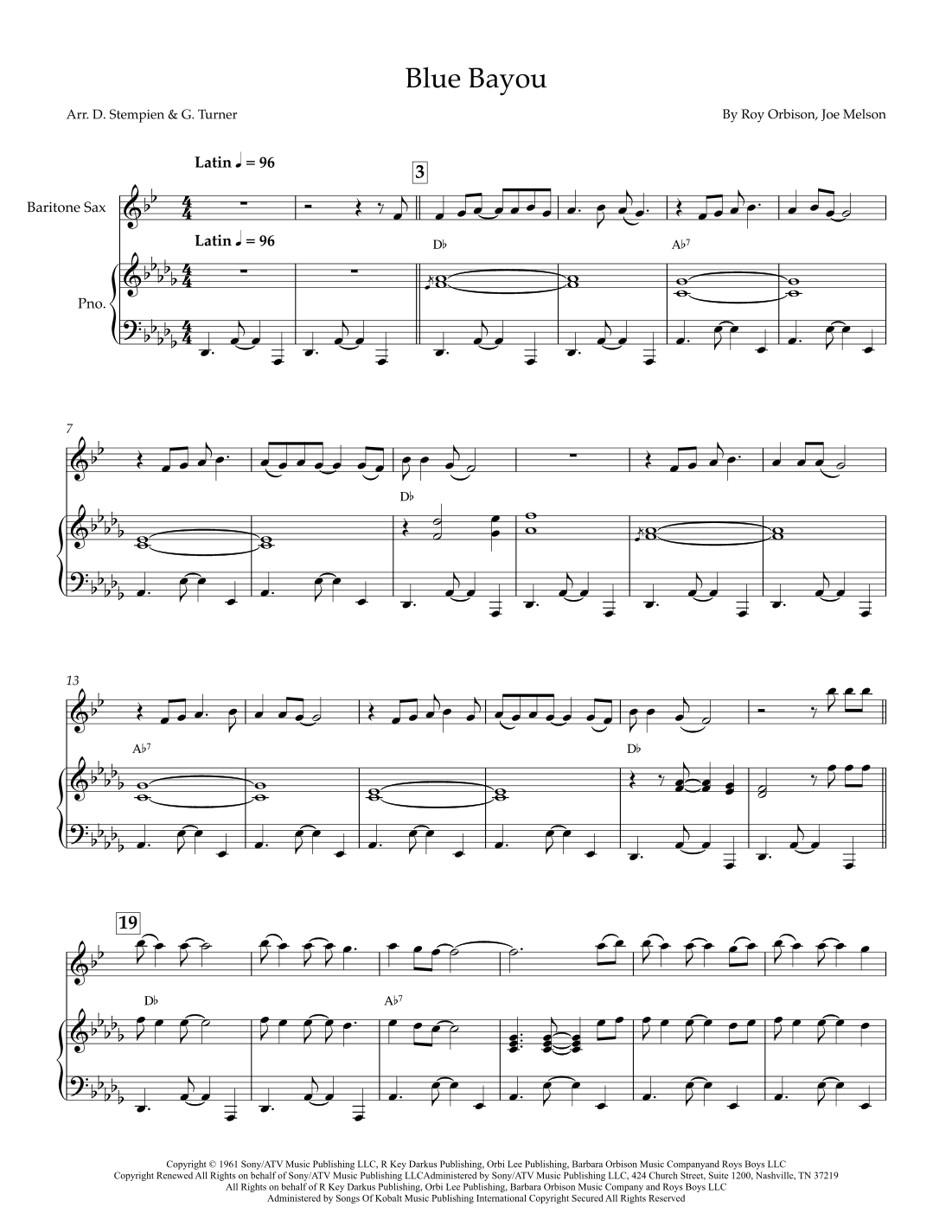 Blue Bayou (arr. Debra E. Stempien, Gregory H. Turner)
