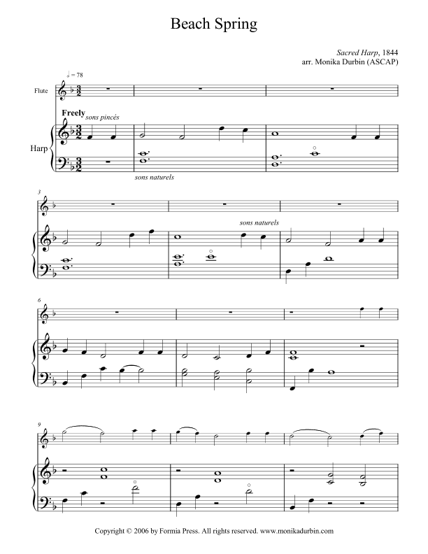 Lord Whose Love in Humble Service (Beach Spring) for Flute and Harp (arr. Monika Durbin)