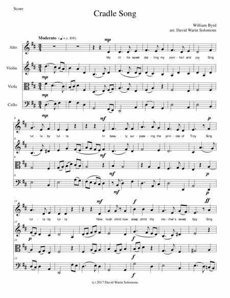 Cradle Song for alto and string trio (arr. David Warin Solomons)