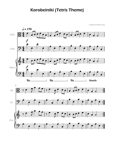 Tetris Theme for Cello and Viola (arr. Ygor Nunes)