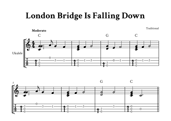 London Bridge Is Falling Down - Fingerstyle Ukulele (with TAB) (arr. Yuri Noronha)