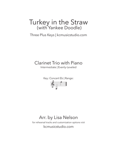 Turkey in the Straw - Clarinet Trio with Piano Accompaniment (arr. Lisa Nelson)