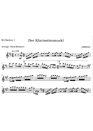 Clarinet Polka - Der Klarinettenmuckl - for Bb clarinet duet (arr. Zoran Radanovic)