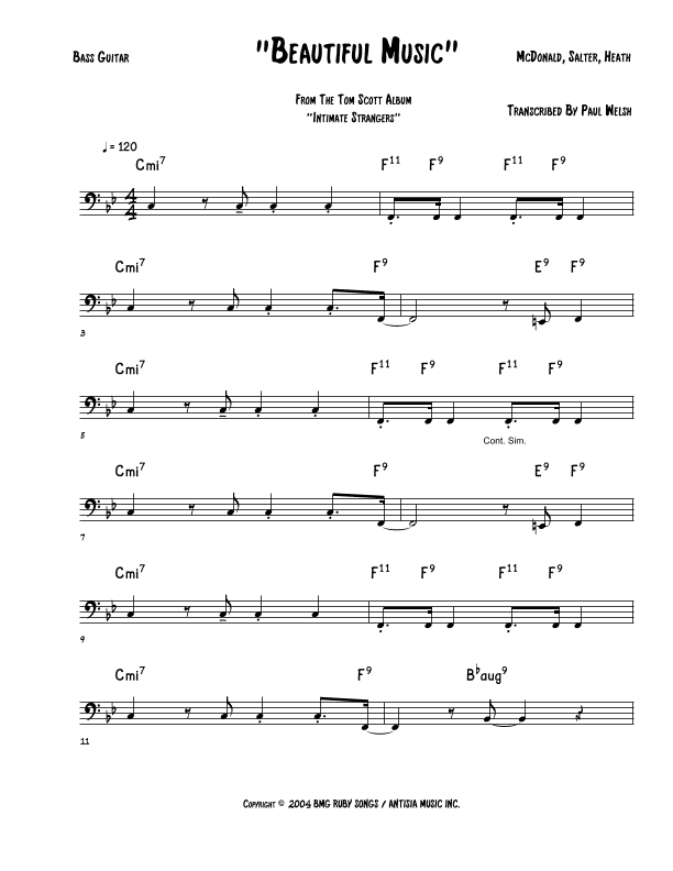 Beautiful Music (arr. P Welsh)