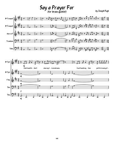 Say A Prayer For Me ( Brass Quintet)