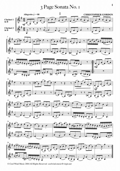 Three Page Sonata No. 1 (for 2 Clarinets)