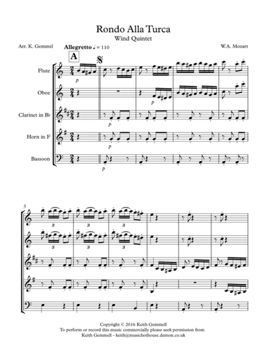 Rondo Alla Turka: Wind Quintet (arr. Keith Gemmell)