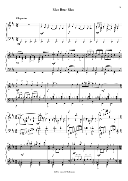 Blue Boar Blue for piano (2 hands)