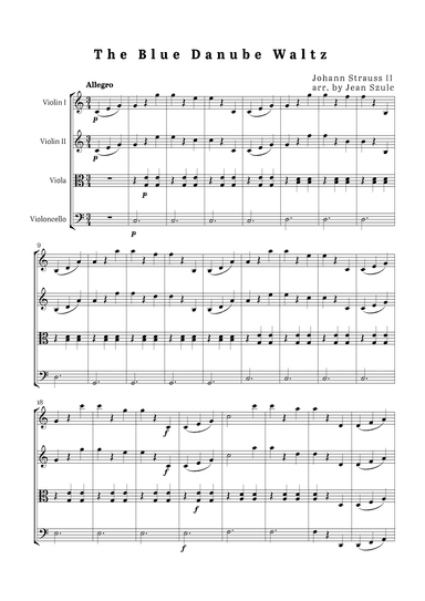 The Blue Danube Waltz - String Quartet (arr. Jean Szulc)
