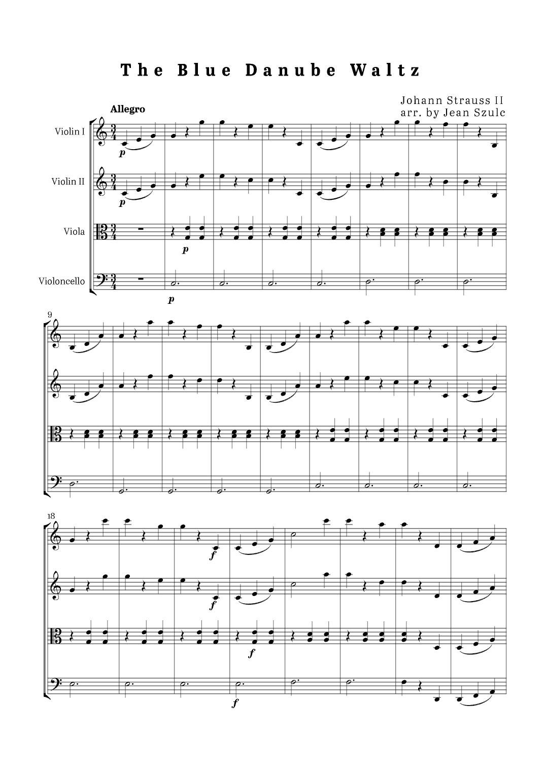 The Blue Danube Waltz - String Quartet (arr. Jean Szulc)