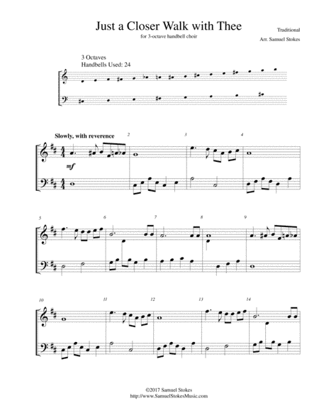 Just a Closer Walk with Thee - for 3-octave handbell choir (arr. Samuel Stokes)