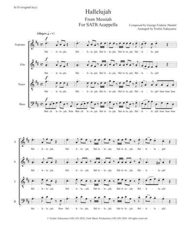 Hallelujah from Messiah - SATB Acappella (arr. Yoshie Nakayama)