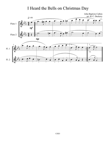 I Heard the Bells on Christmas Day (Flute Duet) (arr. B. C. Dockery)