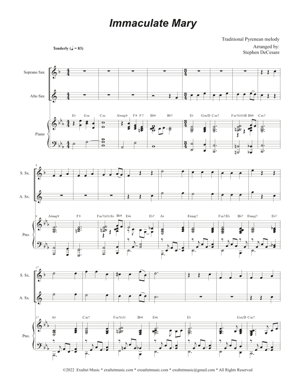 Immaculate Mary (Duet for Soprano and Alto Saxophone) (arr. Stephen DeCesare)