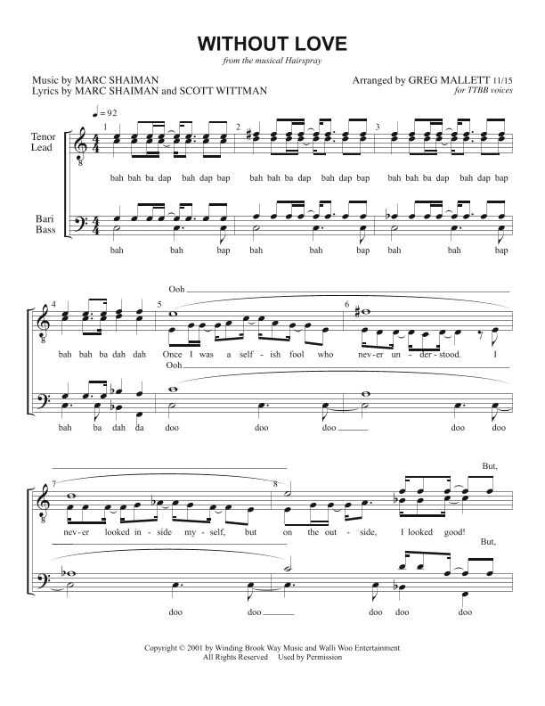 Without Love (arr. Greg Mallett)