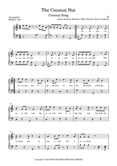The Coconut Nut (the Coconut Song) (arr. Matthew Tsai)