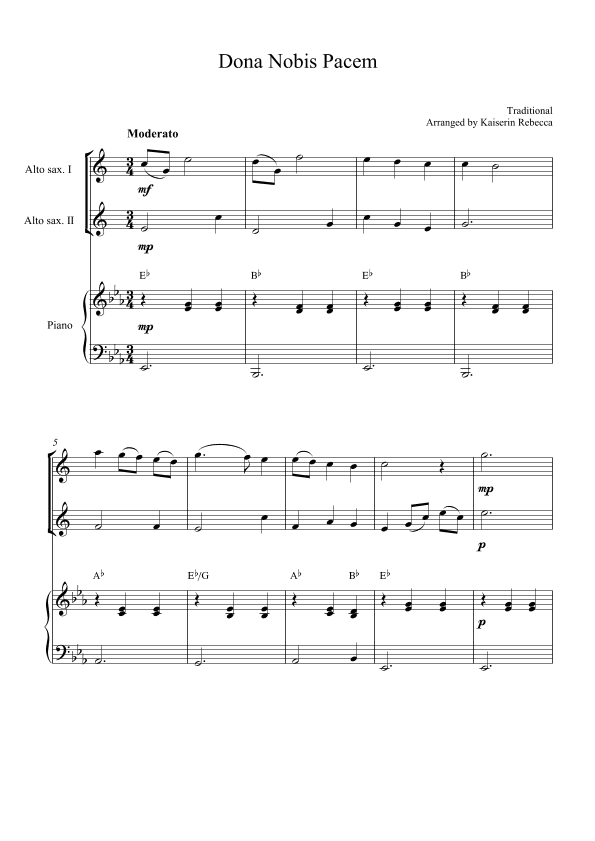 Dona Nobis Pacem (Grant us peace) (arr. Kaiserin Rebecca)