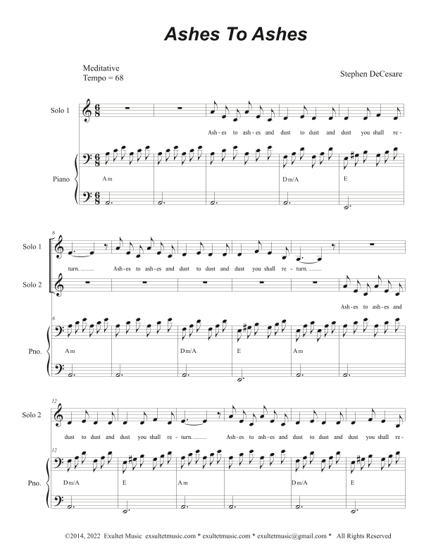 Ashes To Ashes (Vocal Duet)