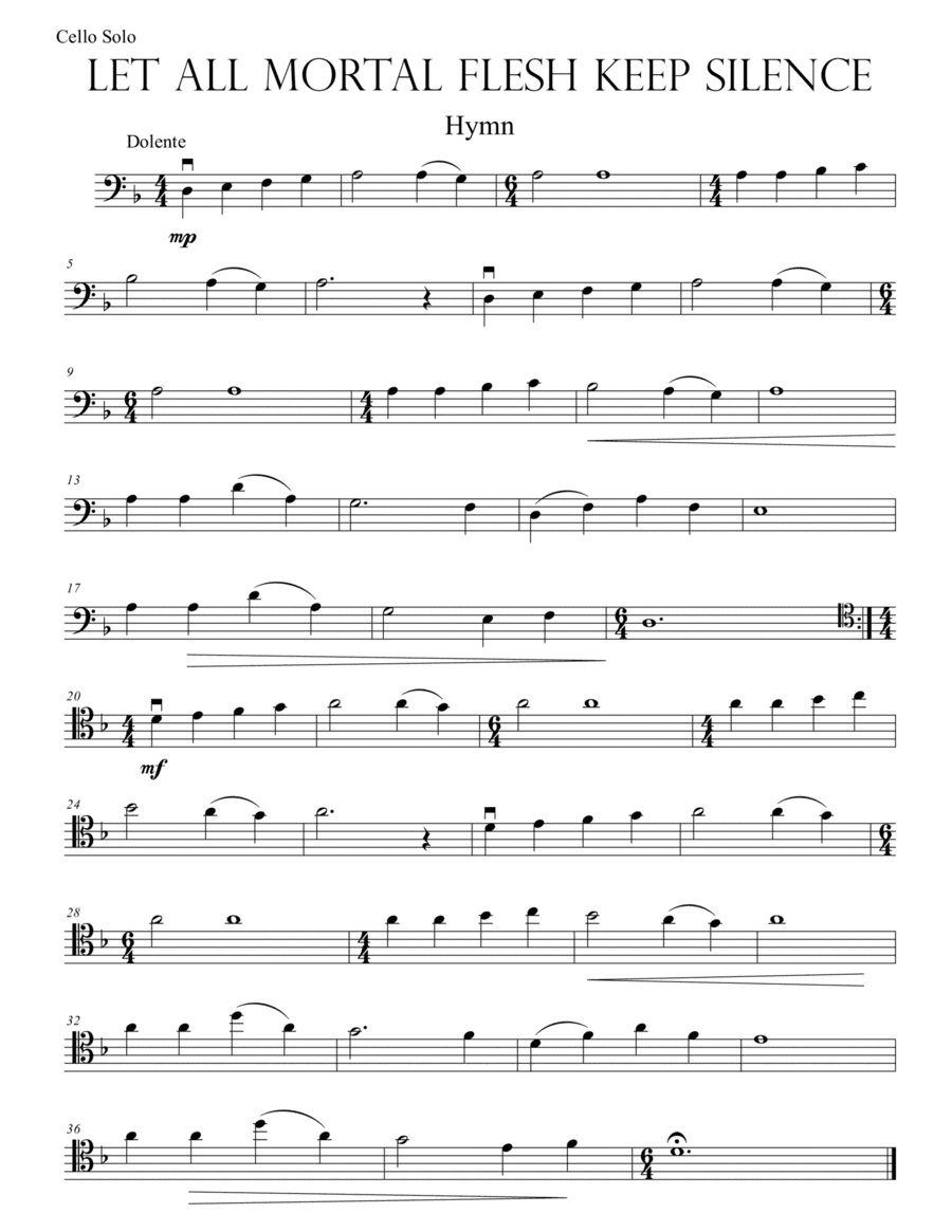 Let All Mortal Flesh Keep Silence for Cello Solo (arr. Hitoshi Suzuki)