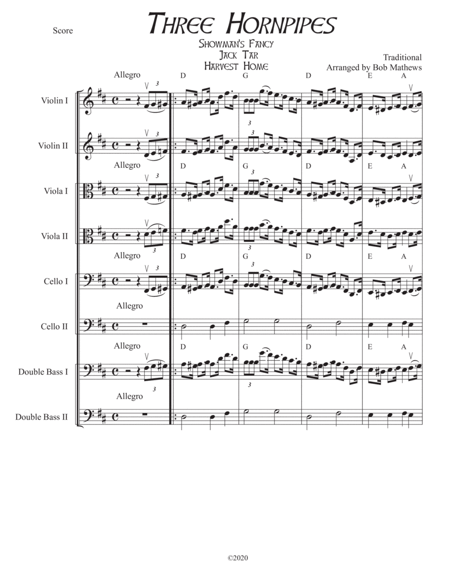 Three Irish Hornpipes for strings (arr. Bob Mathews)