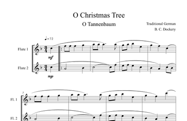 O Christmas Tree (O Tannenbaum) for Flute Duet (arr. B. C. Dockery)
