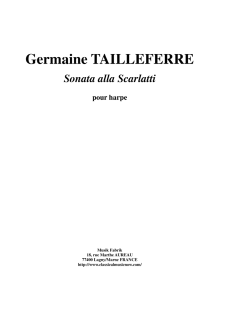 Germaine Tailleferre - Sonata Alla Scarlatti for harp