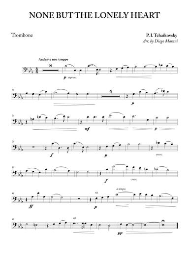None but the Lonely Heart for Trombone and Piano (arr. Diego Marani)