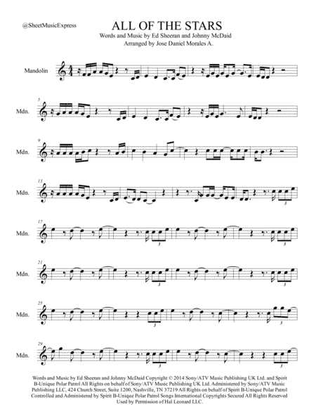All Of The Stars  from the Motion Picture Soundtrack THE FAULT IN OUR STARS (arr. Jose Daniel Morales A.)
