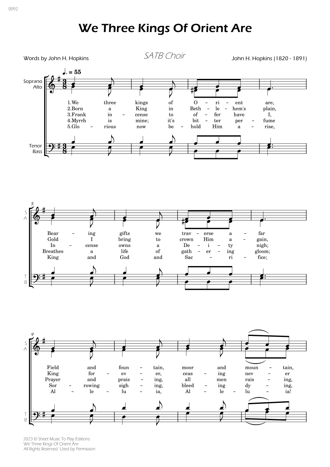 We Three Kings Of Orient Are - SATB Choir (arr. César Madeira)