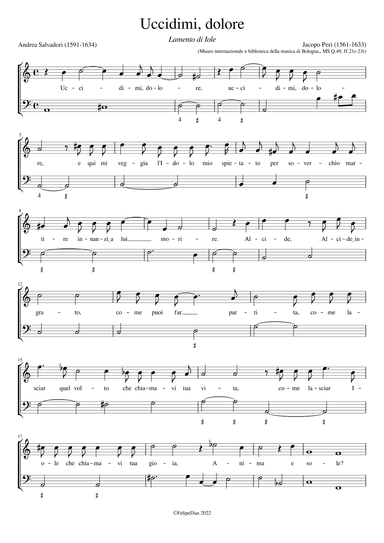 Lamento di Iole: Uccidimi dolore (arr. Early Music Scores)
