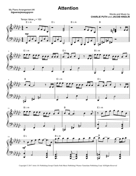 Attention (arr. Jeza Sygrynn Bigueras)