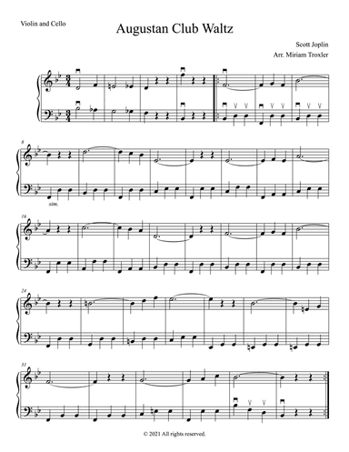 Scott Joplin Duets for Violin and Cello (arr. Miriam Troxler)