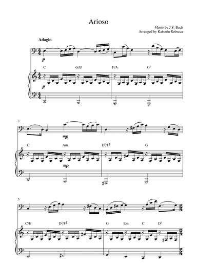 Arioso (for cello solo and piano accompaniment) (arr. Kaiserin Rebecca)