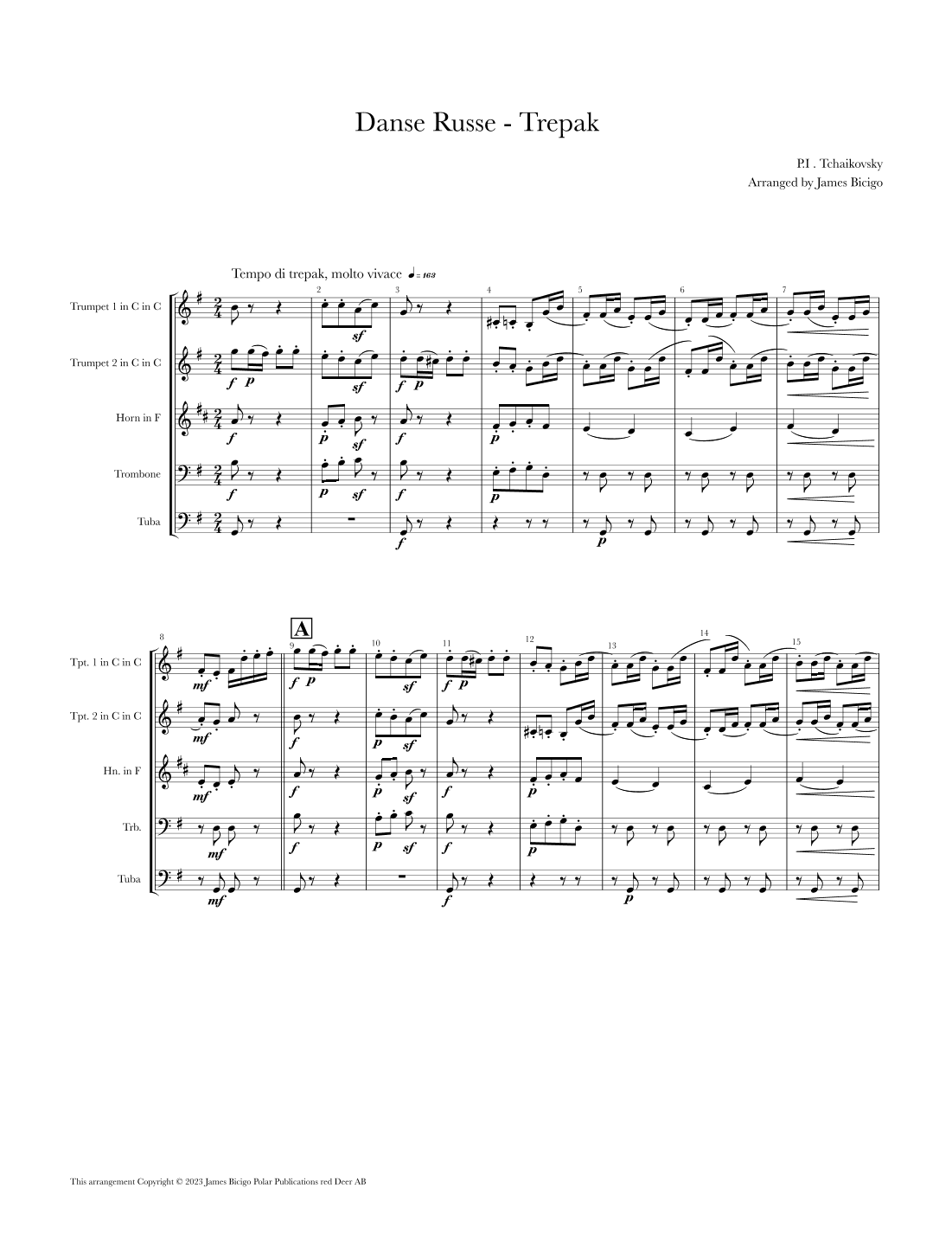 Danse Russe Trepan from the Nutcracker (arr. James Bicigo)