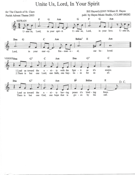 Unite Us Lord In Your Spirit