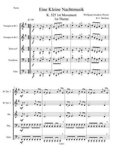 Eine Kleine Nachtmusik (A Little Night Music) for Brass Quintet (arr. B. C. Dockery)