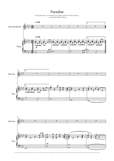 Paradise (arr. Matthew pyeon)