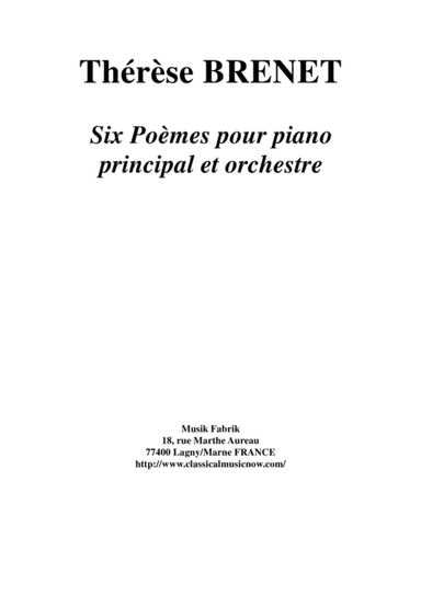 Thérèse Brenet:  Six Poèmes for orchestra with principal piano, score and solo part