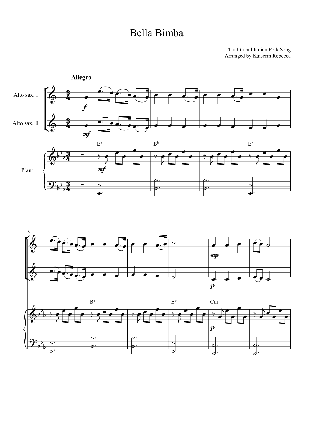 Bella Bimba (arr. Kaiserin Rebecca)
