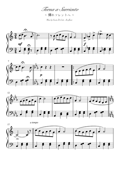 "Torna a Sorriento" (Cdur) (arr. pfkaori)