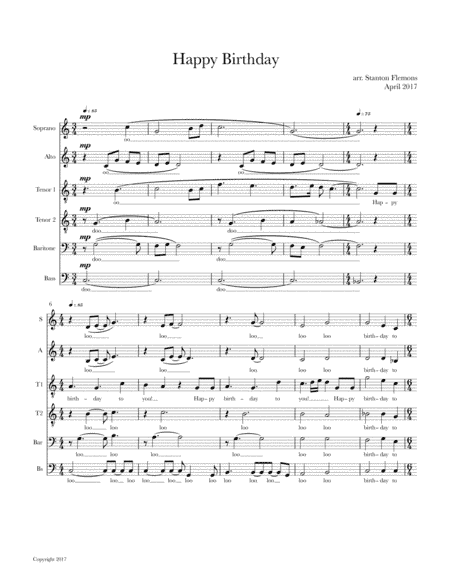 Happy Birthday (6-part acappella) (arr. Stanton Flemons)