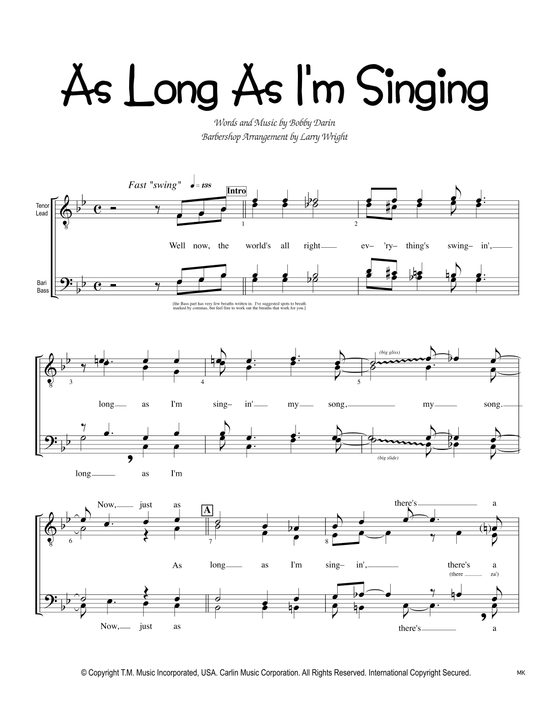 As Long As I'm Singing (arr. Larry Wright)
