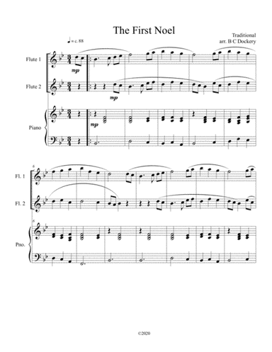 The First Noel (flute duet) with piano accompaniment (arr. B C Dockery)